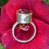 Empress ring, 15x11mm Brazilian amethyst with green sapphire and ruby. Silver and 24ct. Size P - Image 3