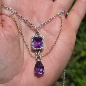 Empress necklace; Brazilian amethyst, silver, 24ct gold and 9ct gold chain