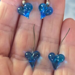 Aqua glass heart for Linda (single earring)