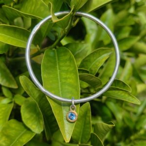 Bespoke Tall Poppy bangle, silver, 18ct gold and zircon for LFR