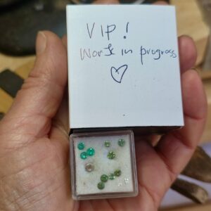 Lady C's special diamond, sapphire, emerald commission