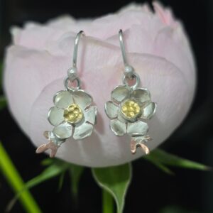 Bloom earrings; silver, 24ct gold and copper. One pair only.