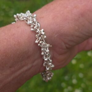 Hoar frost bracelet, solid sterling silver with no solder.